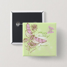 Lemon Lime Rosa Butterfly Butterfly Button Knapp