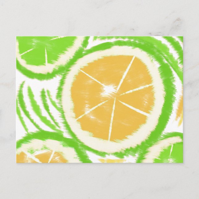 Lemon Lime Skiva Abstrakt Tie Dye Vykort (Framsida)