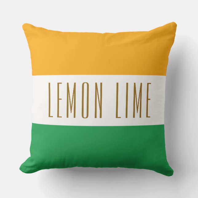 LEMON LIME Sporty Grönt White Gult Rand Kudde (Framsida)