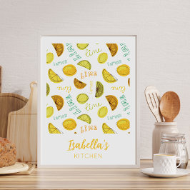 Lemon & Lime Zesty Frukt Mönster Poster