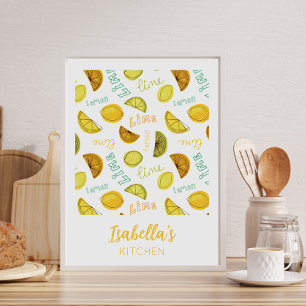 Lemon & Lime Zesty Frukt Mönster Poster