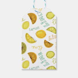 Lemon & Lime Zesty Fruktmönster Presentetikett
