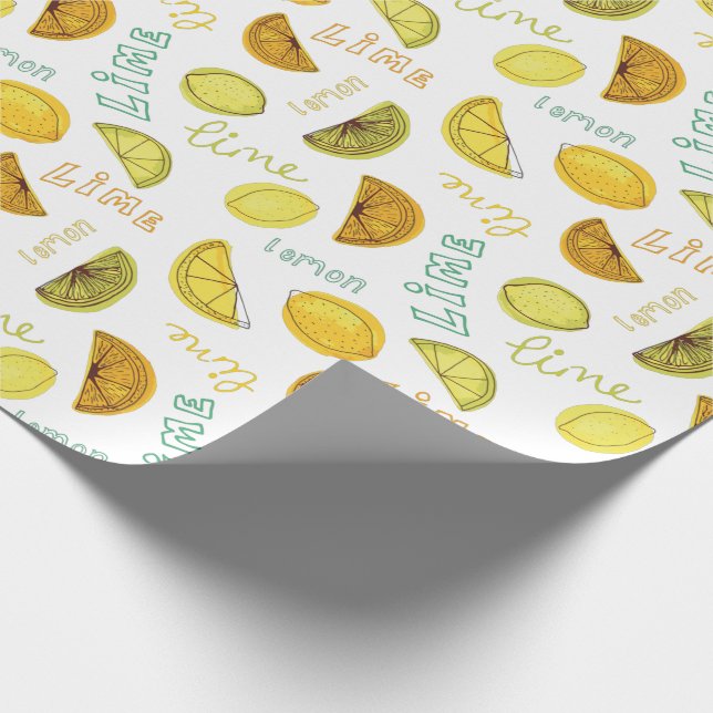 Lemon & Lime Zety Fruit Mönster Presentpapper (Hörn)