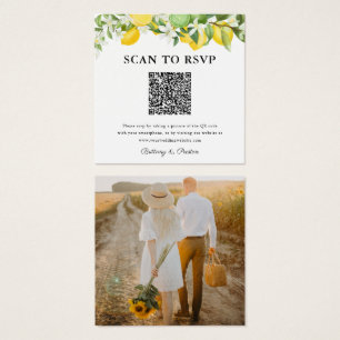 Lemon Limes QR-kod Foto Bröllop RSVP Fyrkantigt Visitkort