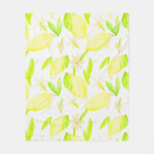 Lemon Loely Botanical Medium Sized Fleece Blanket
