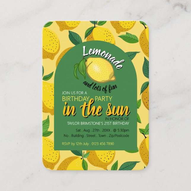 Lemon-Logotyp, Lemonade och mycket Roligt Handout  Visitkort (Framsida)