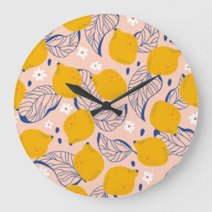 Lemon Löv: Rosa Vintage Sömlös. Stor Klocka
