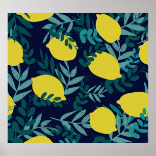 Lemon löv: vintagens illustrationsbakgrund. poster