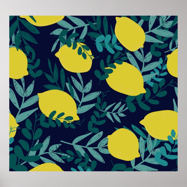 Lemon löv: vintagens illustrationsbakgrund. poster (Framsidan)