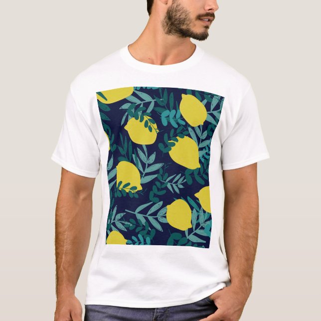 Lemon löv: vintagens illustrationsbakgrund. t shirt (Framsida)