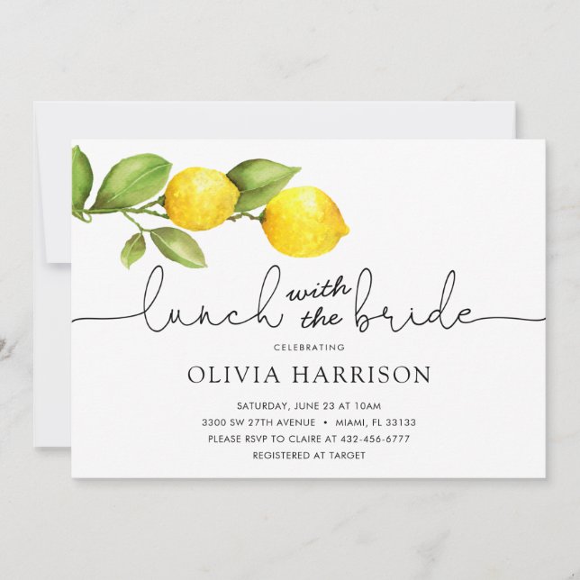 Lemon Lunch med inbjudan till Bride Shower (Framsida)