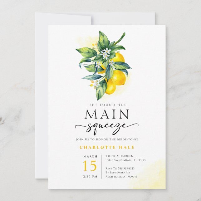 Lemon Main Squeeze-Möhippa Inbjudningar (Framsida)