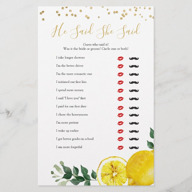 Lemon Main Squeeze sa att hon sa spel (Framsida)