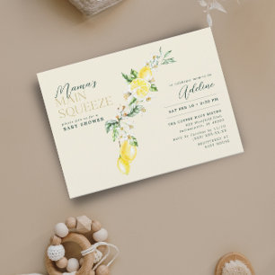 Lemon Mamma Main Squeeze Blek Gult Baby Shower Inbjudningar