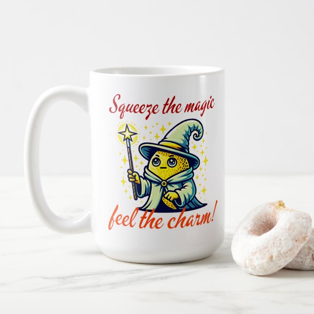 Lemon med magiskt Trollspö i Cute Wizard Kaffemugg (Med munk)
