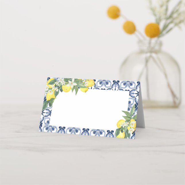 Lemon Medelhavet Blank livsmedelslabel eller  Placeringskort (Framsida)