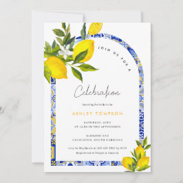 Lemon Mediterranean Boho Arch Firande Inbjudningar
