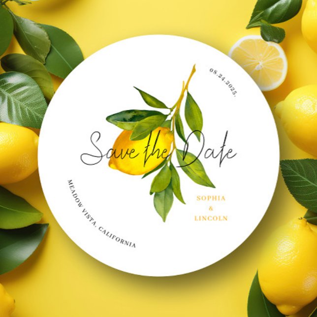 Lemon Mediterranean Boho Save Date Card Spara Datumet (Skapare uppladdad)