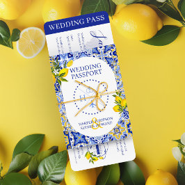 Lemon Mediterranean Bröllop Passport Cover Folat Inbjudan