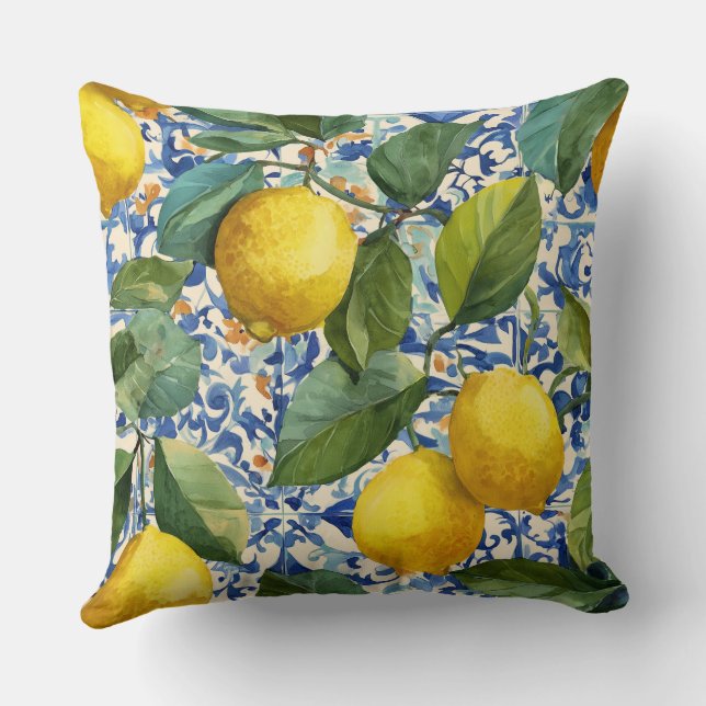 Lemon Mediterranean Decorative Throw Pillow  Kudde (Baksida)