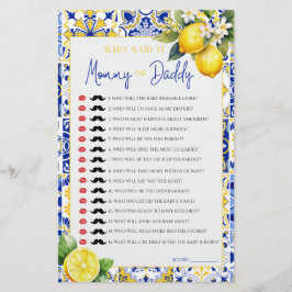 Lemon Mediterranean Mamma Pappa Baby Shower-spel