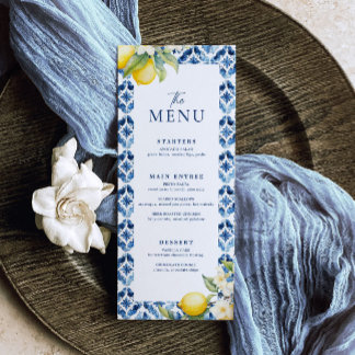 Lemon Mediterranean Summer Bröllop Menu Meny