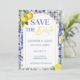 Lemon Mediterranean Summer Bröllop spara datum Inbjudningar