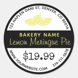 Lemon Meringue Paj Bakery Round Sticker Runt Klistermärke