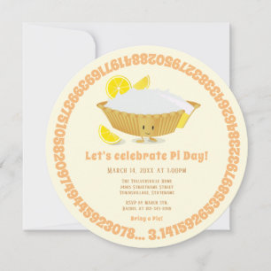 Lemon Meringue Paj Math Helgdag Pi Day Inbjudningar