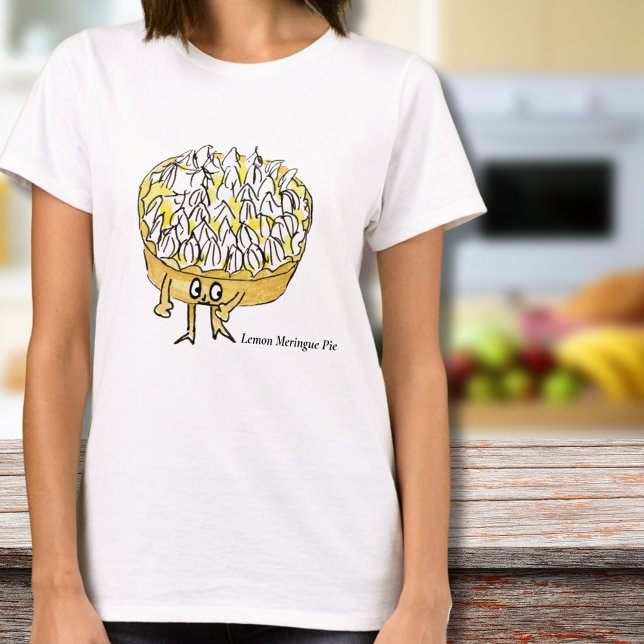 Lemon Meringue Paj Quirky Cute Dessert Humor T Shirt (Cute lemon meringue pie cartoon art T-shirt for cake overs and baking foodies)