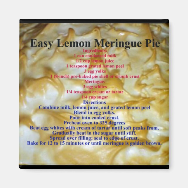 Lemon Meringue Paj Recipe Magnet (Framsidan)