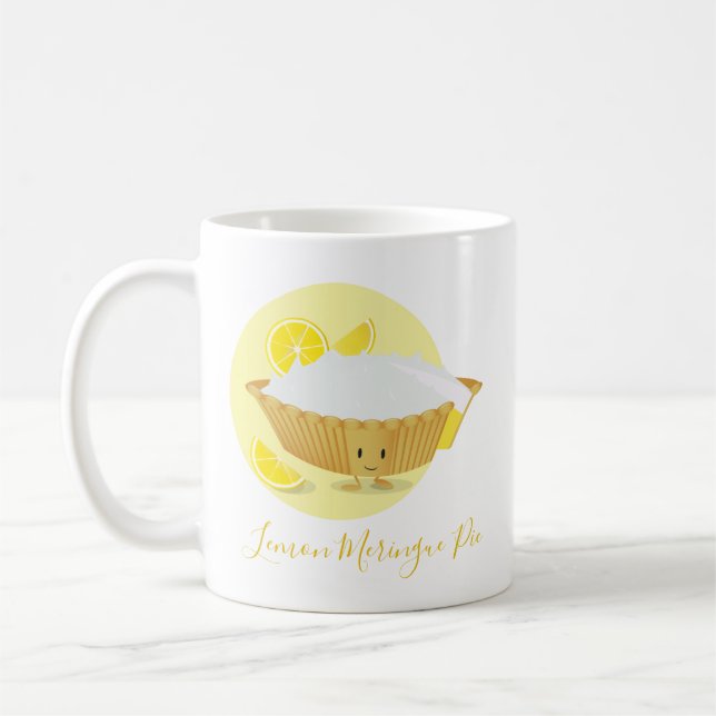 Lemon Meringue Paj-tecken för Tecknad White Gult Kaffemugg (Vänster)