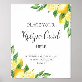 Lemon Möhippa Recept Card hit - tecken Poster