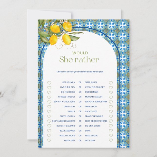 Lemon Möhippa, skulle hon hellre spela ett kort? Inbjudningar (Framsida)