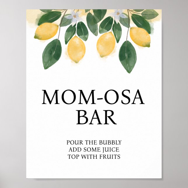 Lemon Momosa pub Baby Shower SIgn Poster (Framsidan)