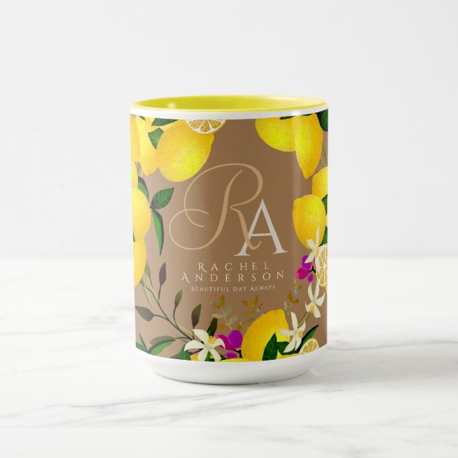 Lemon Monogram Brown Mugg (Center)