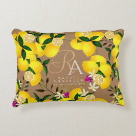 Lemon Monogram Brown Prydnadskudde