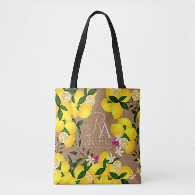 Lemon Monogram Brown Tygkasse (Framsida)
