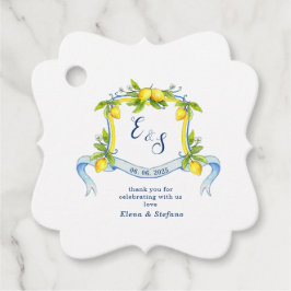 Lemon monogram Vapensköld bröllop Tack för dina fa Gåvor Etiketter
