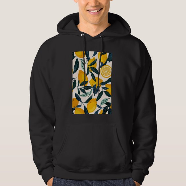 Lemon Mönster Art Minimalistisk frukt 1 Hoodie (Framsida)