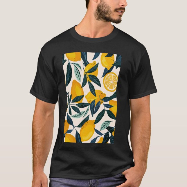 Lemon Mönster Art Minimalistisk frukt 1 T Shirt (Framsida)