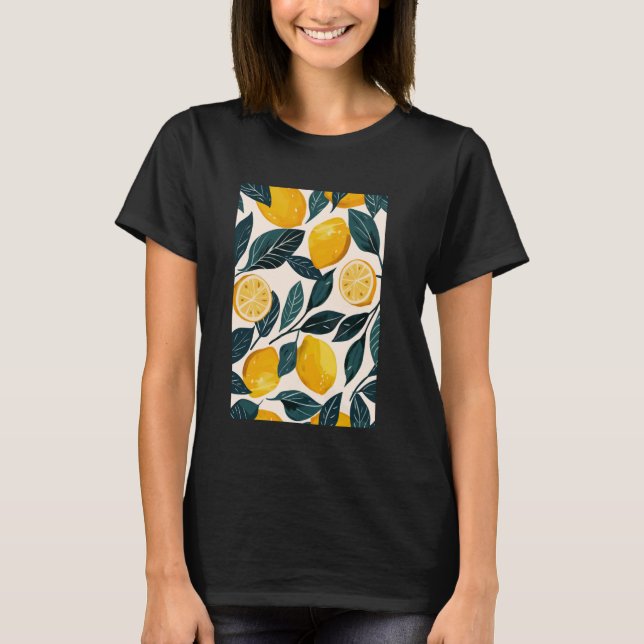Lemon Mönster Art Minimalistisk frukt T Shirt (Framsida)