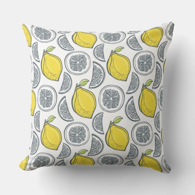 Lemon Mönster dekorativ kudde (Framsida)