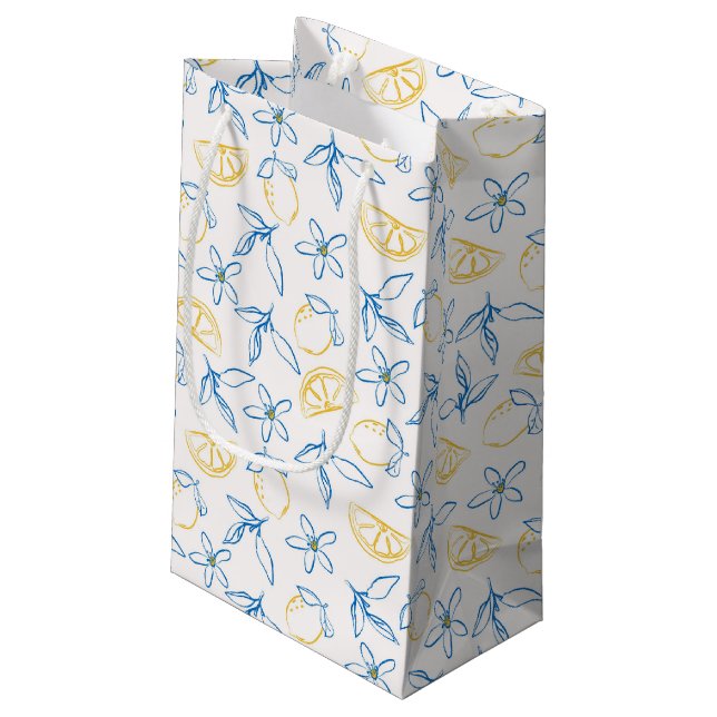 Lemon Mönster Hand plockade Gift Bag (Baksidan Vinklad)