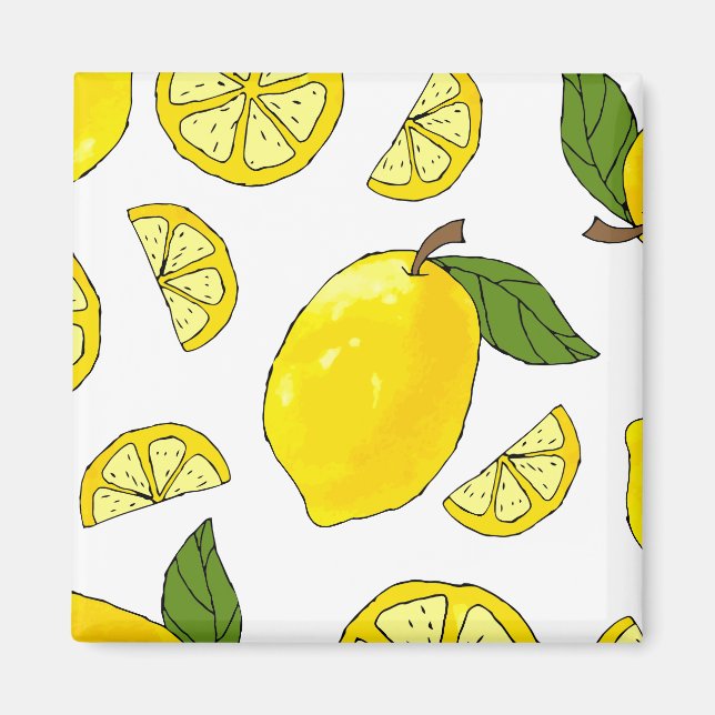 Lemon Mönster Kitchen Artwork Lemon Mönster Fruit Magnet (Framsidan)
