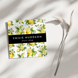 Lemon Mönster, Lemon Flowers, Citrus, Fruit Shop Fyrkantigt Visitkort
