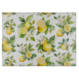 Lemon Mönster, Lemon Flowers, Löv, Citrus