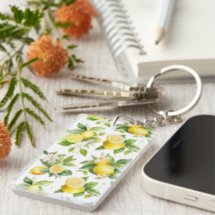 Lemon Mönster, Lemon Flowers, Löv, Citrus