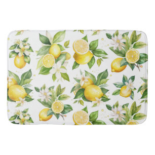 Lemon Mönster, Lemon Flowers, Löv, Citrus Badrumsmatta