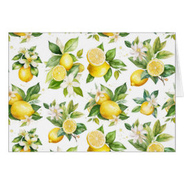 Lemon Mönster, Lemon Flowers, Löv, Citrus Hälsningskort